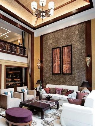 典雅东南亚风格客厅沙发背景墙装潢