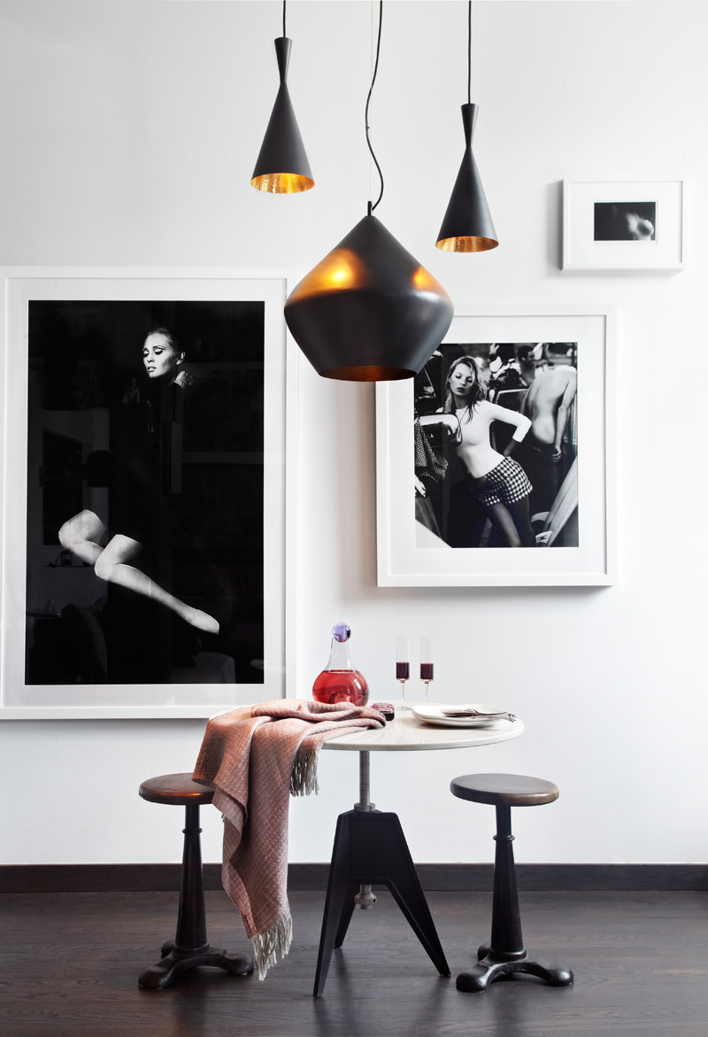 黑白时尚简约餐厅照片墙设计