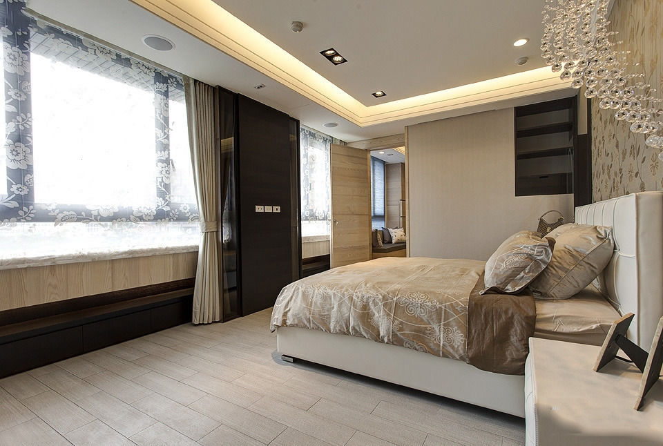 卧室,吊顶,窗帘,其它,现代,白色