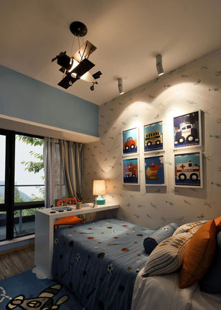 可爱蓝调美式儿童房照片墙装饰设计