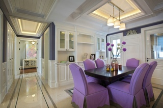 时尚浪漫紫美式餐厅装潢效果图