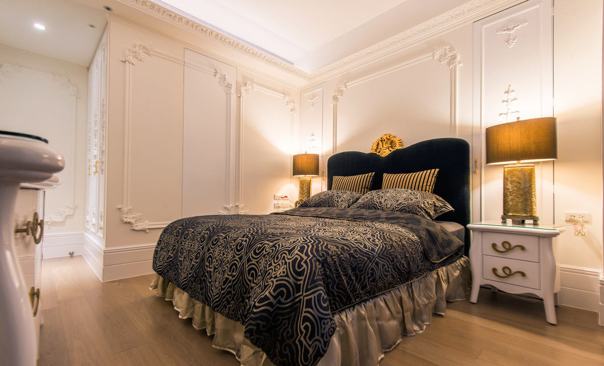 时尚现代欧式卧室石膏线条背景墙装饰