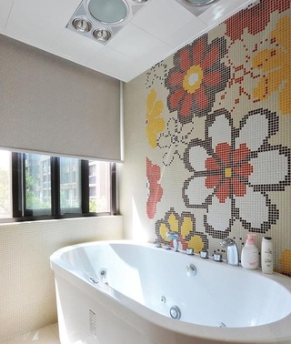 时尚可爱现代风浴室花朵马赛克背景墙设计