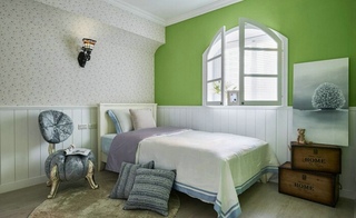 甜美果绿田园风卧室背景墙设计