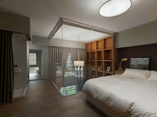创意现代宜家风复式楼卧室玻璃隔断设计