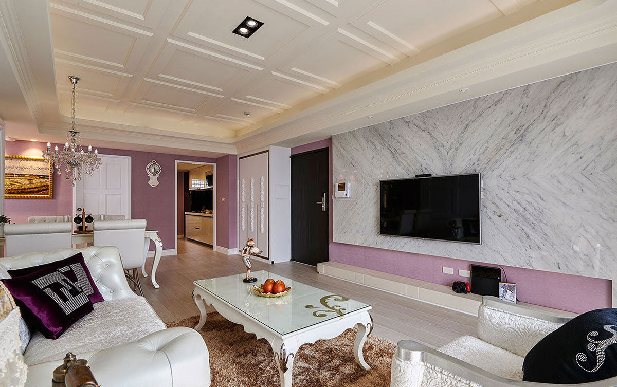 粉紫色罗曼蒂克简欧风二居美宅装饰设计