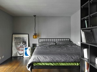 灰系工业现代风设计卧室效果图