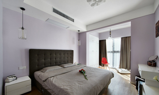 浪漫浅紫色简约风卧室效果图