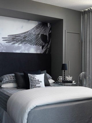 黑色摩登北欧风卧室背景墙设计