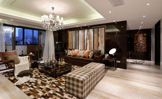 奢华精美后现代客厅沙发背景墙隔断设计