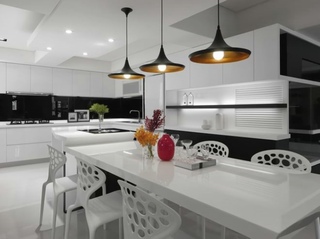 优雅黑白现代日式风开放式厨房餐厅设计