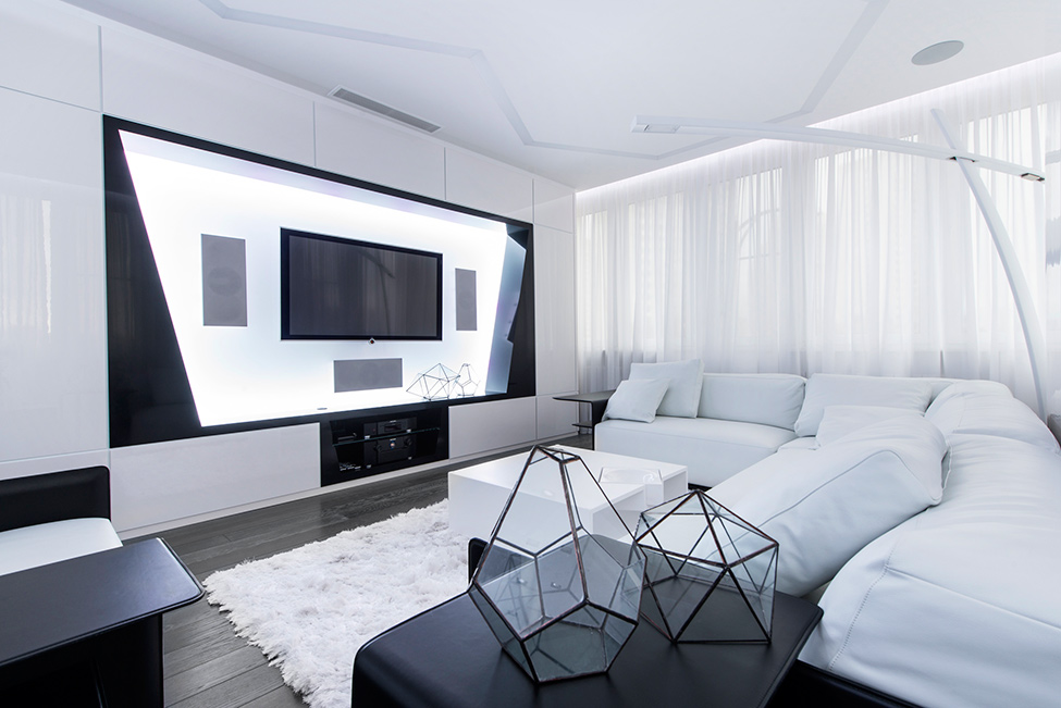 45平时尚黑白个性简约未来感公寓装潢设计