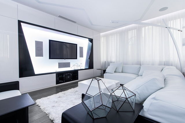45平时尚黑白个性简约未来感公寓装潢设计 齐家网装修效果图