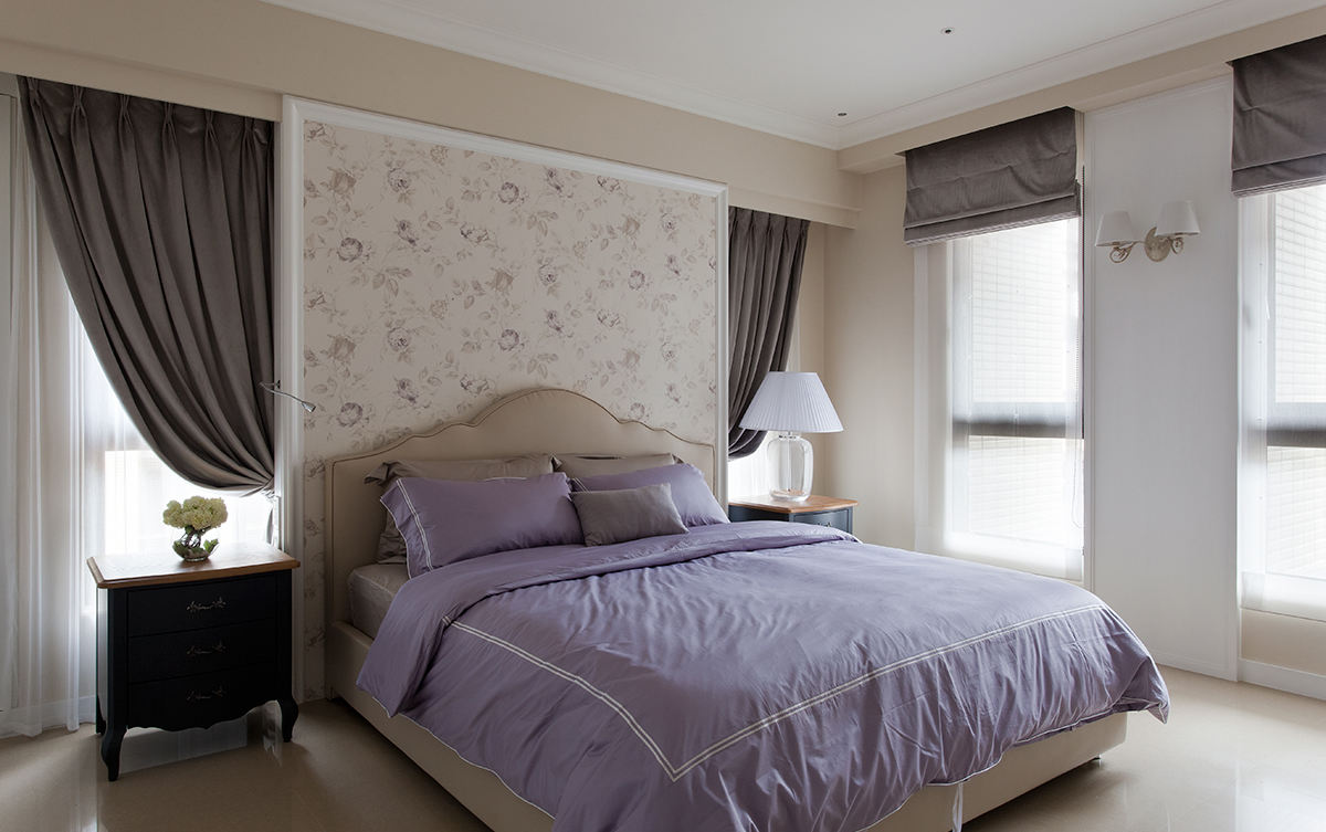 唯美浪漫美式卧室床头背景墙装饰