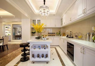 时尚大气美式开放式厨房白色橱柜设计