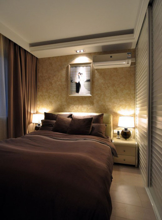 时尚现代家装卧室金色花纹背景墙布置