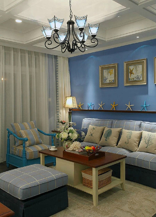 蔚蓝色地中海客厅装饰局部展示图