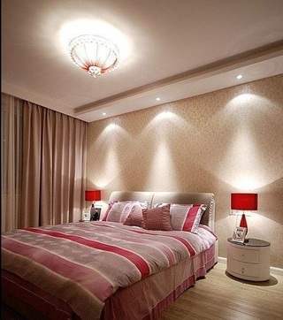 浪漫雅致简约风卧室背景墙设计效果图