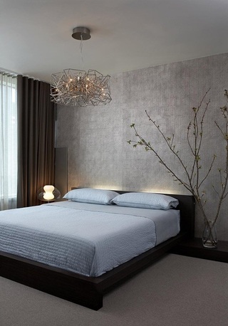 时尚灰色简约后现代卧室设计效果图