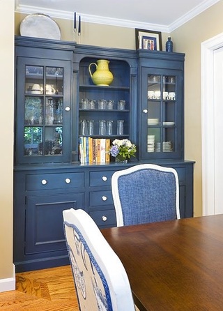 深蓝色复古美式田园风格实木置物柜设计