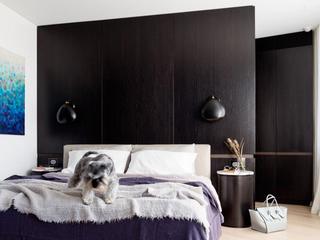 黑色现代简约设计卧室背景墙效果图