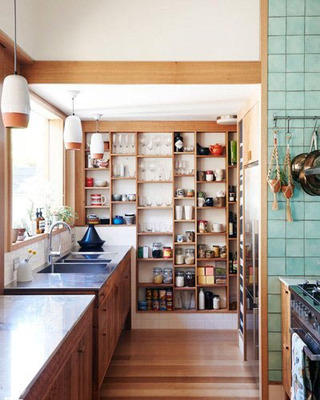 清爽宜家复式小公寓厨房多层置物架设计
