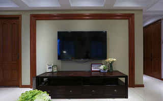 简约美式客厅实木线条电视背景墙设计