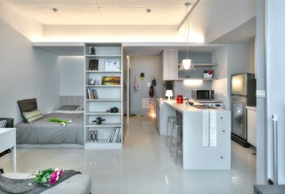 38平时尚清爽简约现代风一居室单身公寓设计