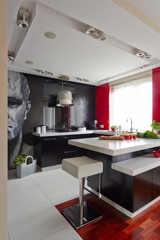 时尚现代厨房波普背景墙设计