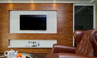 休闲田园风客厅实木电视背景墙设计