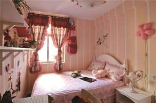 粉色温馨可爱田园儿童房装潢效果图