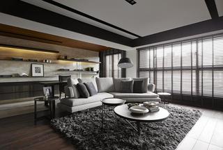 现代公寓客厅地毯装饰图