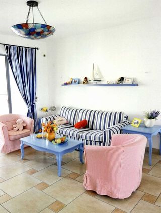 可爱蓝白地中海装饰风格复式家装效果欣赏图