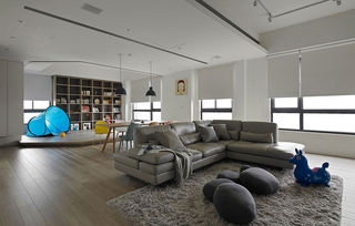 家装简约现代客厅灰色沙发效果图