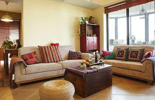 精美复古东南亚异域风情客厅沙发装饰设计