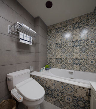 精致美式新古典花纹浴室背景墙装饰