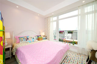 粉色甜美美式 儿童房落地窗隔断设计
