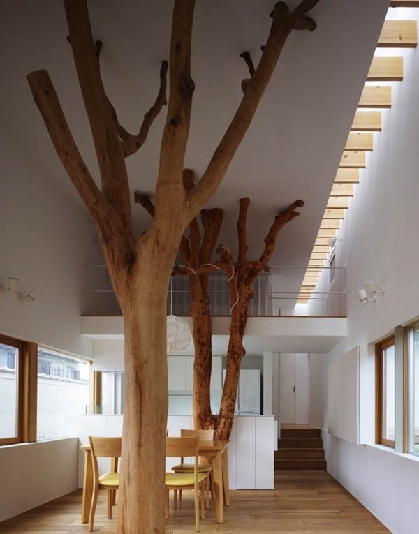 自然风情简约小别墅树木支架装饰效果图