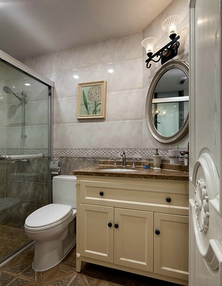 精致复古美式卫生间洗手台装饰欣赏