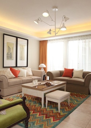温馨文艺地中海风情客厅沙发设计效果图
