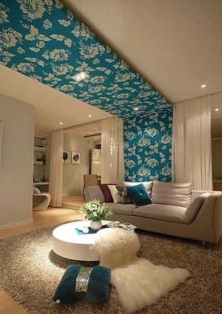 精美现代新古典混搭客厅花色布面装饰设计