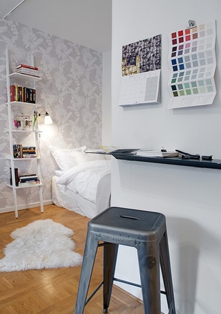 时尚现代小公寓卧室书房一体式