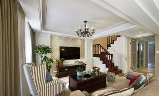 优雅古典简美式复式客厅装饰效果图