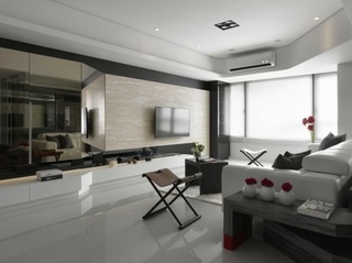 95平黑白现代简约日式混搭三居装潢设计