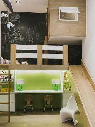个性创意现代Loft儿童房学习屋一体设计