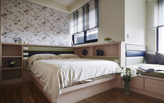 时尚现代卧室原木床设计