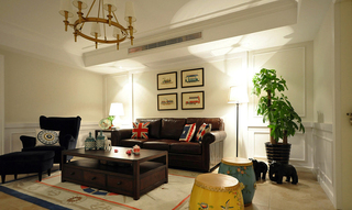 精致复古简约美式客厅沙发照片墙装饰
