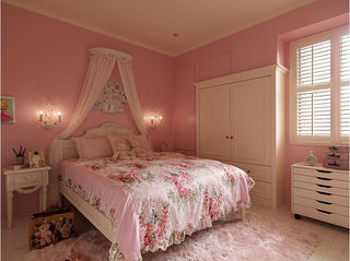 甜美温馨美式粉色儿童房装饰欣赏