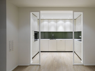 时尚精致现代极简主义厨房白色橱柜设计