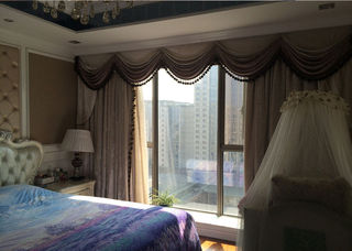 浪漫欧式卧室落地窗窗帘设计欣赏